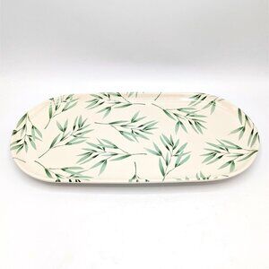 Mary & Martha Holy Bible Porcelain Serving Tray Eucalyptus Leaf 16x8 Platter EXC